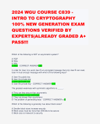 2024 WGU COURSE C839 - INTRO TO CRYPTOGRAPHY 100% NEW GENERATION EXAM QUESTIONS VERIFIED BY EXPERTS|ALREADY GRADED A+ PASS!!!