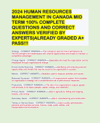 2024 HUMAN RESOURCES MANAGEMENT IN CANADA MID TERM 100% COMPLETE QUESTIONS AND CORRECT ANSWERS VERIFIED BY EXPERTS|ALREADY GRADED A+ PASS!!!