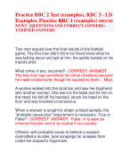 Practice RBC 2 Test (examples), RBC 3 - LD  Examples, Practice RBC 1 (examples) BRAND  NEW!! [QUESTIONS AND CORRECT ANSWERS)  VERIFIED ANSWERS