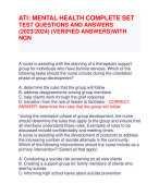 ATI: MENTAL HEALTH COMPLETE SET TEST QUESTIONS AND ANSWERS  (2023/2024) (VERIFIED ANSWERS)WITH  NGN
