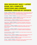 2024 SOCIOLOGY QUIZ 1 LATEST EXAM 100% COMPLETE QUESTIONS AND CORRECT ANSWERS VERIFIED BY EXPERTS
