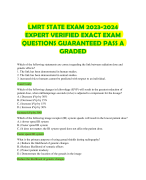 LMRT STATE EXAM 2023-2024 EXPERT VERIFIED EXACT EXAM  QUESTIONS GUARANTEED PASS A  GRADED