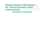 Clinical Chemistry I ASCP Review - 467 / Clinical Chemistry I ASCP review (youlazy) Questions & Answers