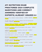 ATI NUTRITION EXAM PROCTORED 2024 COMPLETE QUESTIONS AND CORRECT ANSWERS VERIFIED BY EXPERTS| ALREADY GRADED A+