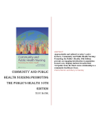 Community and Public Health Nursing 10th Edition by Cherie Rector and Mary Jo Stanley Test Bank ISBN- 9781975123048 Verified 2024 Practice Questions and 100% Correct Answers with Explanations for Exam Preparation, Graded A+