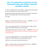 CON 2370 SIMPLIFIED ACQUISITION ACTUAL  EXAM QUESTIONS AND CORRECT DETAILED  ANSWERS A GRADE