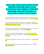 CCMA NHA EXAM 2024 LATEST EXAM  VERSION WITH 200+ REAL EXAM  QUESTIONS AND CORRECT VERIFIED  ANSWERS ALREADY GRADED A+ /  CCMA NHA LATEST EXAM (NEW!!)