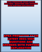 APEA PREDICTOR EXAM LATEST 2023/2024  QUESTIONS AND ANSWERS WITH FURTHER  EXPLANATION