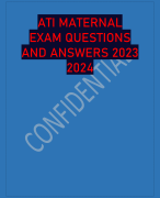 ATI MATERNAL  EXAM QUESTIONS  AND ANSWERS 2023  2024