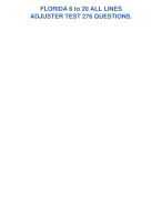 FLORIDA 6-20 ALL LINES  ADJUSTER TEST| 276  QUESTIONS WITH DETAILED VERIFIED ANSWERS (100% CORRECTA+ GRADE ASSURED NEW!!  COMPLETE  SOLUTIONS