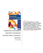 Essentials for Nursing Practice, 9th Edition by Patricia A. Potter, Perry, Stockert, and Hall ISBN- 978-0323481847 Test Bank Verified 2024 Practice Questions and 100% Correct Answers with Explanations for Exam Preparation, Graded A+