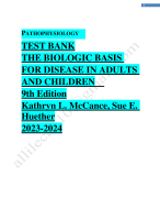 Test bank mccance pathophysiology biologic basis for disease 9th edition 2023-2024 Latest Update