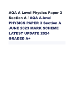 AQA A Level Physics Paper 3  Section A / AQA A-level  PHYSICS PAPER 3 Section A  JUNE 2023 MARK SCHEME LATEST UPDATE 2024  GRADED A+