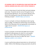 ATI NURSING CARE OF CHILDREN REAL EXAM QUESTIONS AND VERIFIED ANSWERS 2024-2025 LATEST UPDTE// GRADED A+ A nurse is observing an 8 month old infant and parent playing peek a boo. The parent asks the nurses if this game has any developmental significance. 