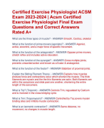 2023-2024 | Acsm Certified  Exercise Physiologist Final Exam  Questions�