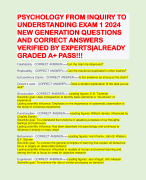 PSYCHOLOGY FROM INQUIRY TO UNDERSTANDING EXAM 1 2024 NEW GENERATION QUESTIONS AND CORRECT ANSWERS VERIFIED BY EXPERTS|ALREADY GRADED A+ PASS!!!