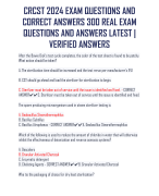 CRCST 2024 EXAM QUESTIONS AND  CORRECT ANSWERS 300 REAL EXAM  QUESTIONS AND ANSWERS LATEST |  VERIFIED ANSWERS