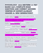 PSYCHOLOGY- 2024 MIDTERM #2 TEST BANKS 100% COMPLETE EXAM QUESTIONS AND CORRECT ANSWERS VERIFIED BY EXPERTS-ALREADY GRADED A+ NEW GENERATION!!!