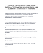 FLORIDA JURISPRUDENCE REAL EXAM FLORIDA PT-PTA JURISPRUDENCE EXAM 2024 QUESTIONS AND CORRECT ANSWERS