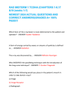 RAD MIDTERM 1 TCDHA (CHAPTERS 1-8,17 &19 (weeks 1-7) NEWEST 2024 ACTUAL QUESTIONS AND CORRECT ANSWERS|GRADED A+ 100% PASS!!!