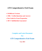 ATI Comprehensive Exit Exam , 20 Different Versions With 3500 + Verified Questions and Answers.