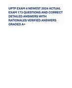 UPTP EXAM 4 NEWEST 2024 ACTUAL EXAM 173 QUESTIONS AND CORRECT DETAILED ANSWERS WITH RATIONALES VERIFIED ANSWERS GRADED A+
