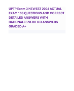 UPTP Exam 3 NEWEST 2024 ACTUAL EXAM 138 QUESTIONS AND CORRECT DETAILED ANSWERS WITH RATIONALES VERIFIED ANSWERS GRADED A+