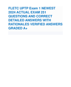 FLETC UPTP Exam 1 NEWEST 2024 ACTUAL EXAM 251 QUESTIONS AND CORRECT DETAILED ANSWERS WITH RATIONALES VERIFIED ANSWERS GRADED A+