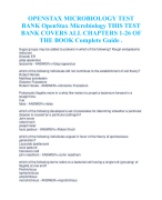 OPENSTAX MICROBIOLOGY TEST  BANK OpenStax Microbiology THIS TEST  BANK COVERS ALL CHAPTERS 1-26 OF  THE BOOK Complete Guide 