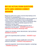 BIO 101 ACTUAL EXAM QUESTIONS  WITH 100% VERIFIED CORRECT  ANSWERS