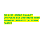 BIO 2280 - MICRO BIOLOGY COMPLETE SET QUESTIONS WITH  ANSWERS | UPDATED | ALREADY  PASSED
