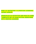 BIOD 121 NUTRITION 1-6 (PORTAGE LEARNING)  LATEST UPDATE   COMPLETE SET OF EXAM ACTUAL QUESTIONS WITH VERIFIED ANSWERS