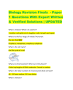 Biology Revision Finals - Paper  1 Questions With Expert Written  & Verified Solutions | UPDATED