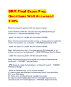 BRM Final Exam Prep  Questions Well Answered  100%