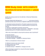 BRM Study EXAM WITH COMPLETE  Questions & Correct Answers | Latests  update