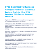 C723 Quantitative Business  Analysis Final C723 Quantitative  Business Analysis - Final WGU  Questions With Correct Anawers |  VERIFIED