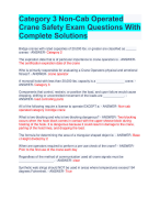 Category 3 Non-Cab Operated  Crane Safety Exam Questions With  Complete Solutions