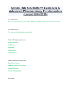 NR565| NR 565 Midterm Exam Q & A Advanced Pharmacology Fundamentals (Latest 2024/2025)