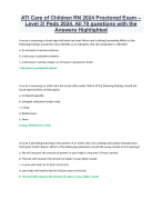 ATI Care of Children RN 2024Proctored Exam – Level 3! Peds 2024. All 70 questions with the  Answers Highlighted