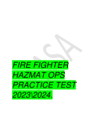 FIRE FIGHTER  HAZMAT OPS  PRACTICE TEST 2023\2024.
