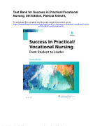 Test Bank for Success in Practical Vocational Nursing 10th Edition 