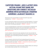 CAPSTONE PHARM 1 AND 2 LATEST 2024 ACTUAL EXAM TEST BANK 300 QUESTIONS AND CORRECT DETAILED ANSWERS WITH RATIONALES (VERIFIED ANSWERS) .ALREADY GRADED A+