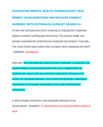 PSYCHIATRIC/MENTAL HEALTH PHARMACOLOGY 2024  NEWEST EXAM QUESTIONS AND DETAILED CORRECT  ANSWERS WITH RATIONALES ALREADY GRADED A+