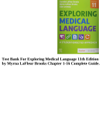 Test Bank For Exploring Medical Language 11th Edition by Myrna LaFleur Brooks 9780323711562 Chapter 1-16 | Complete Guide A+