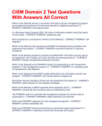 CISM Domain 2 Test Questions  With Answers All Correct