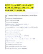 CISM EXAM 2023-2024 LATEST  REAL EXAM QUESTIONS AND  CORRECT ANSWERS