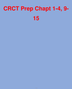 CRCT Prep Chapt 1-4, 9- 15 QUESTIONS WITH DETAILED VERIFIED ANSWERS (100% CORRECTA+ GRADE ASSURED NEW!!