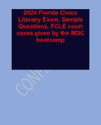2024 Florida Civics  Literacy Exam, Sample  Questions, FCLE court  cases given by the MDC  bootcamp