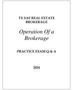 TX - SAE REAL ESTATE BROKERAGE (OPERATION OF A BROKERAGE) PRACTICE EXAM Q & A 2024