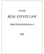 TX - SAE REAL ESTATE LAW PRACTICE EXAM Q & A 2024